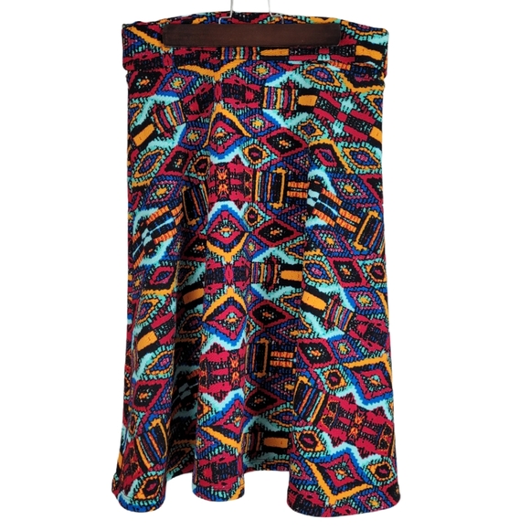 LULAROE AZURE Red Blue Orange Tribal Skirt Size S - Picture 1 of 5
